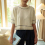 Stich Effect Detail Short Sleeve Sweater