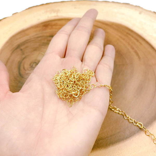 Beads Creation - Heart Charm Gold Filled Chain by Foot, CH233