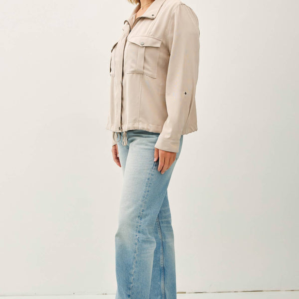Cropped Utility Zipper Safari Jacket-Curvy