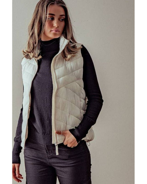 High Neck Zip Up Quilted Puffer Vests