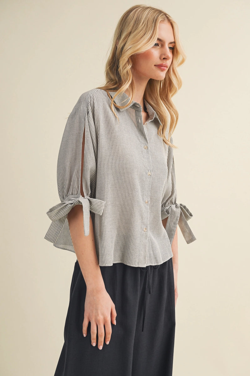 Deconstructed Voluminous Tie-Sleeve Top