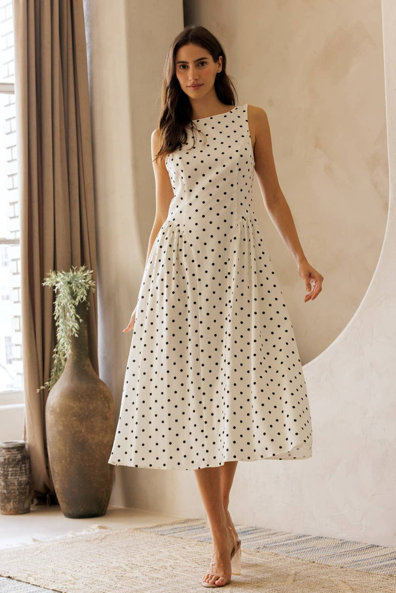 Polka Dot Fit & flare Midi Dress