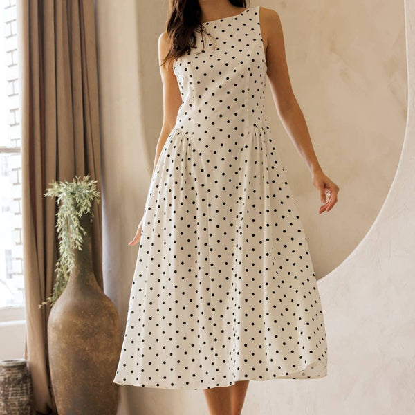 Polka Dot Fit & flare Midi Dress