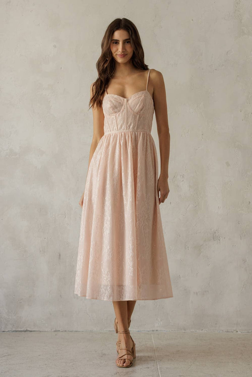 Lace Bustier Midi Dress