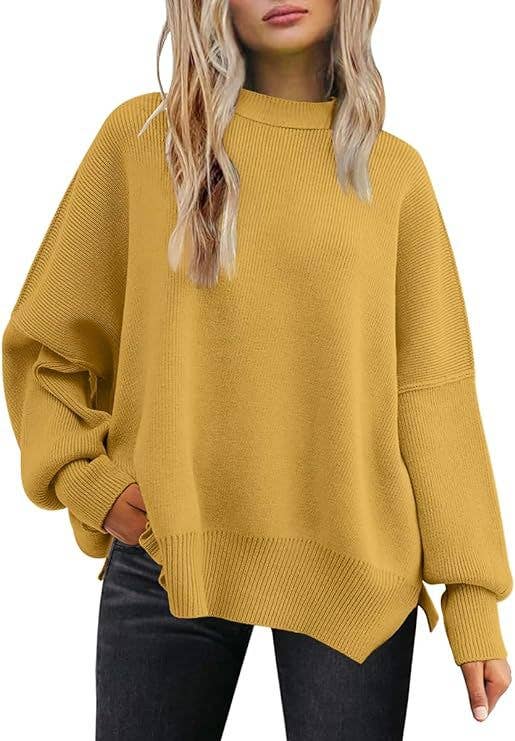 Crewneck Batwing Sleeve Chunky Sweater