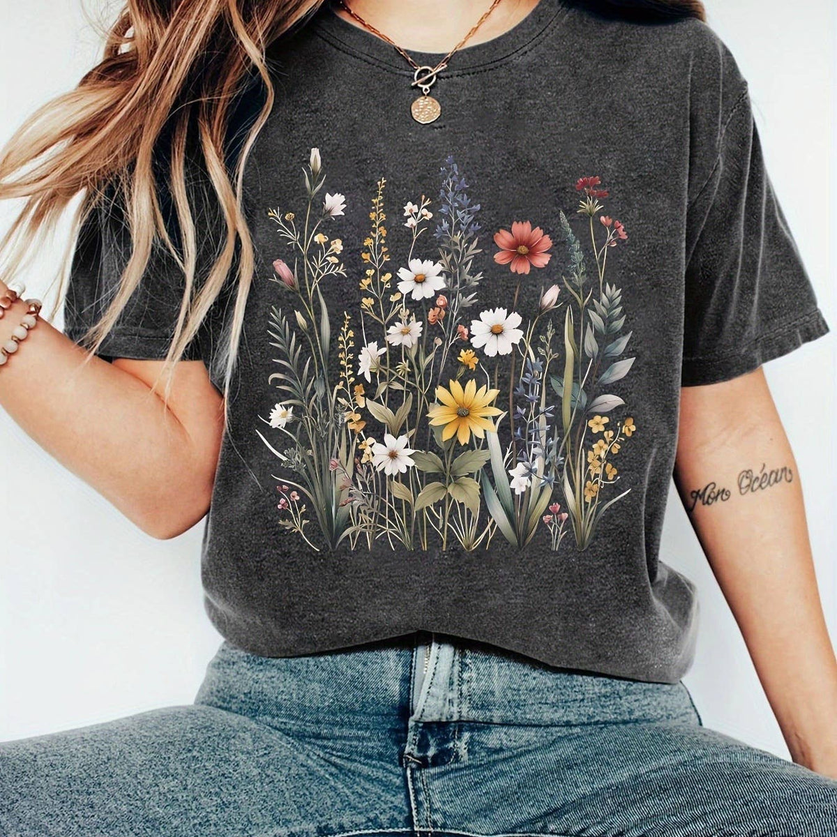 Spring Wildflower Florals Flowers Graphic T-shirt