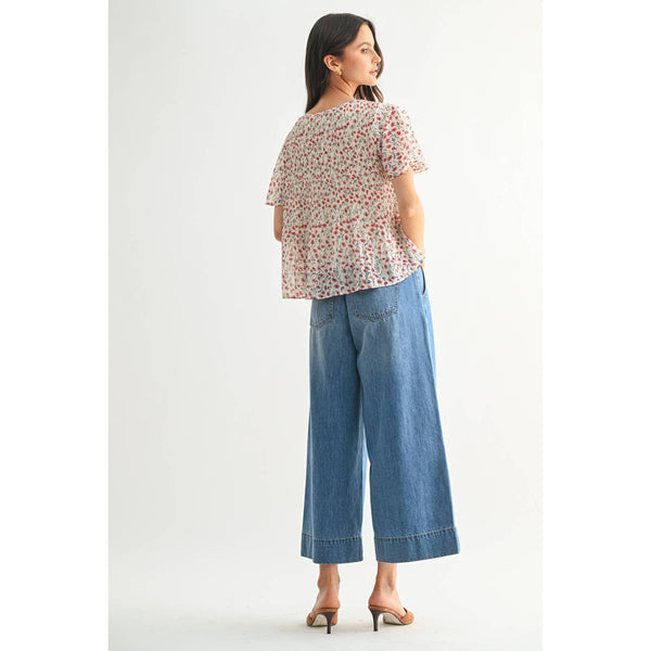 Floral Pleated Blouse