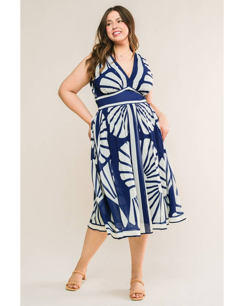 Ella V-Neck A Line Midi Dress