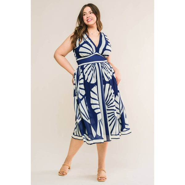 Ella V-Neck A Line Midi Dress