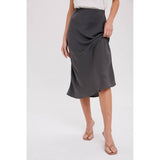 Long satin midi skirt - women's apparel 