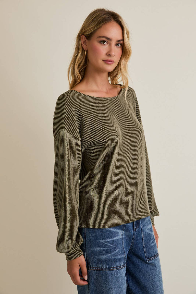 Back Twist Long Sleeve Sweater