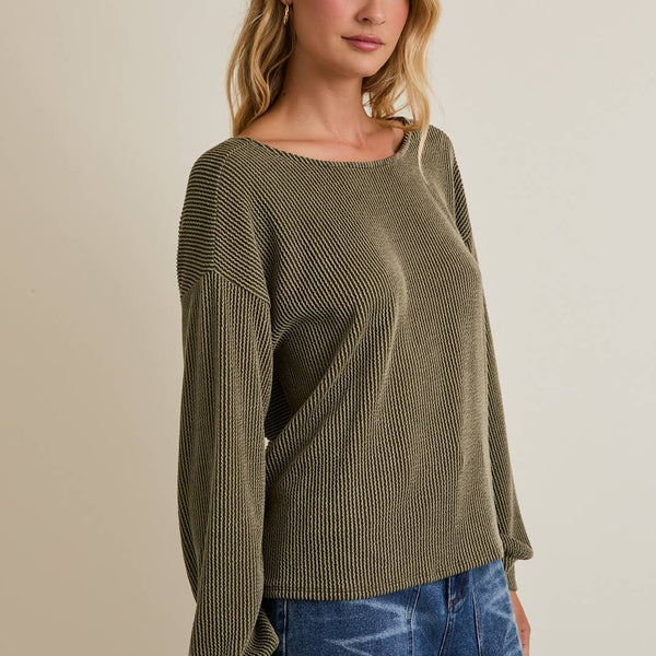 Back Twist Long Sleeve Sweater