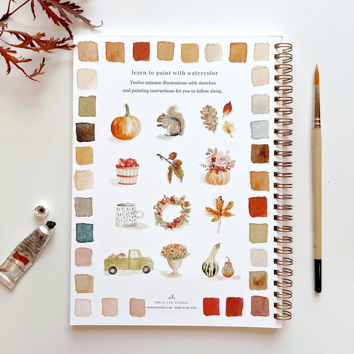 Autumn watercolor workbook by Emily Lex studio