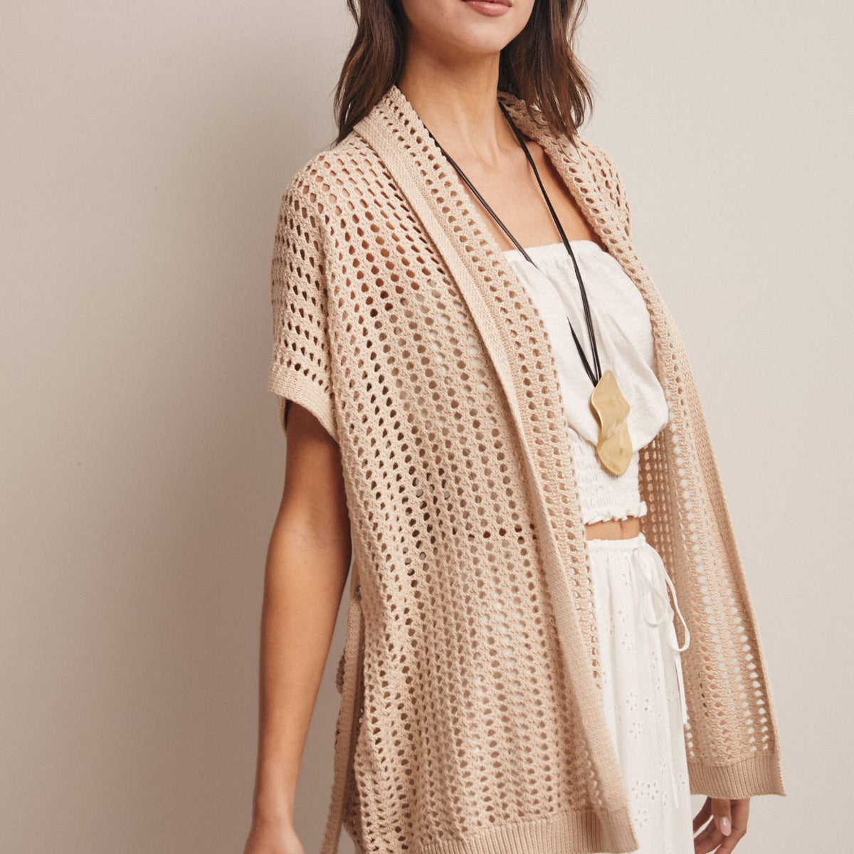 Open Knit Belted Cardigan