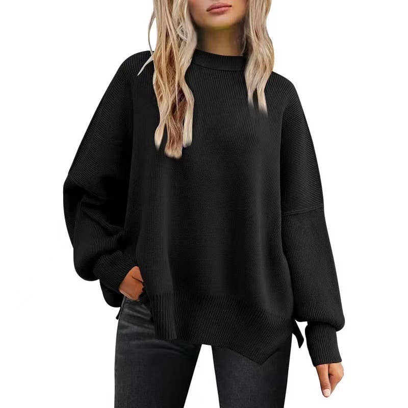 Crewneck Batwing Sleeve Chunky Sweater