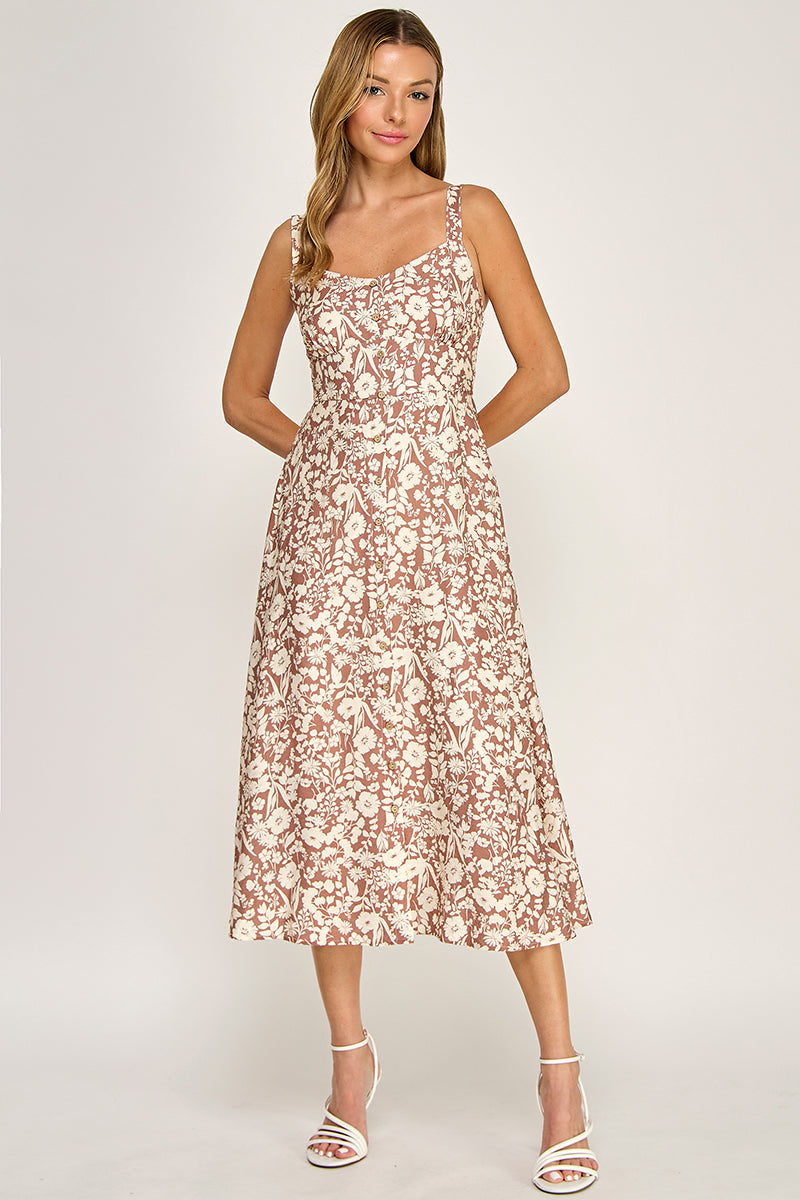 Floral Button Down Midi Dress
