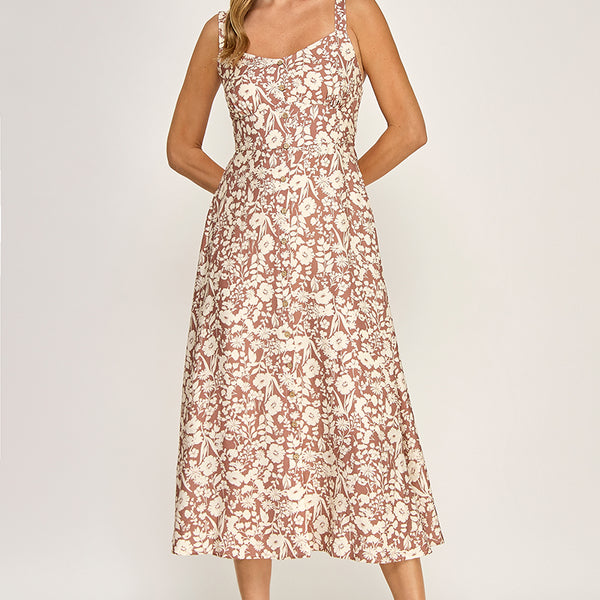 Floral Button Down Midi Dress