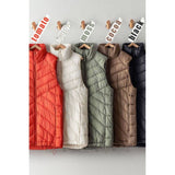 High neck zip up puffer vests; women's apparel