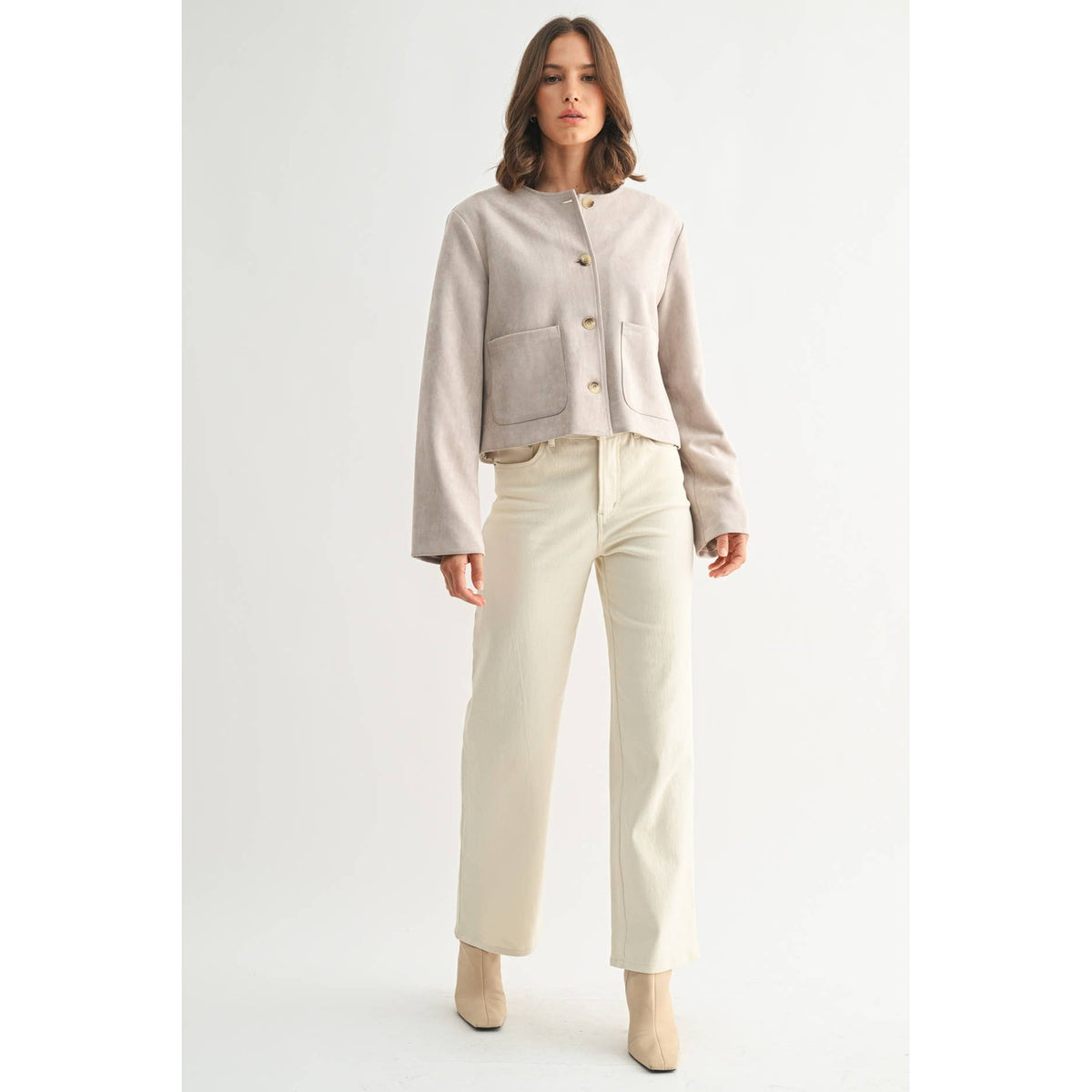 Suede Button Down Jacket