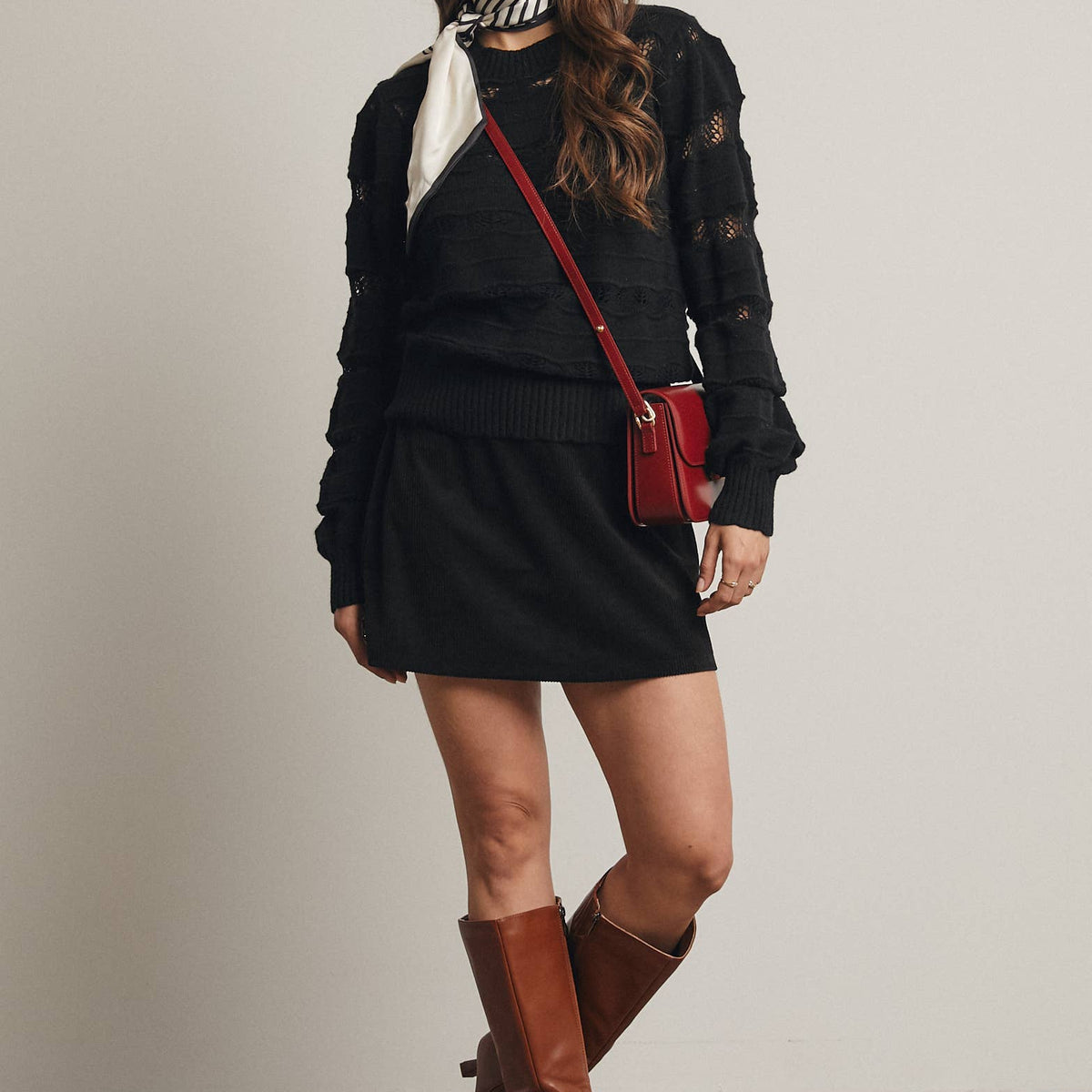 Olivia Pointelle Stripe Knit Pullover