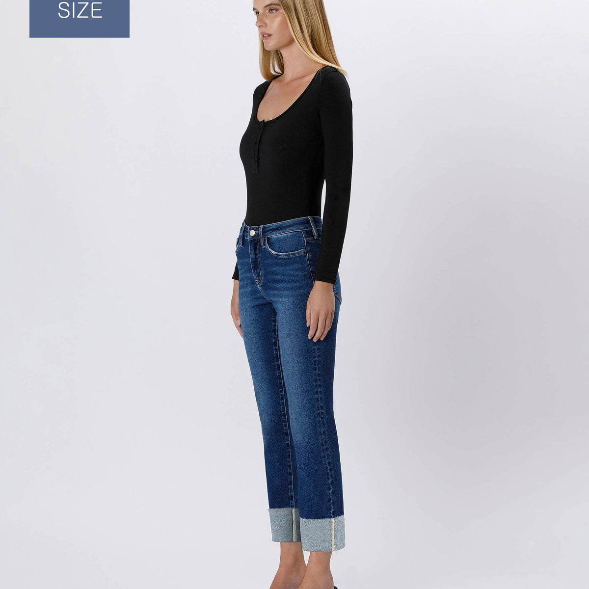 Tummy Control High Rise Cuffed Slim Straight- Plus