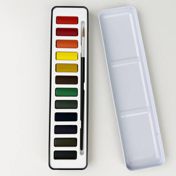 Watercolor paint set with brush by Emily lex studio