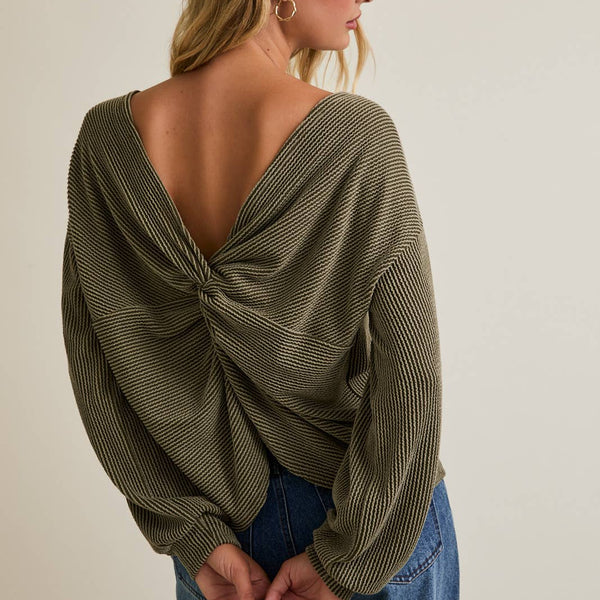 Back Twist Long Sleeve Sweater