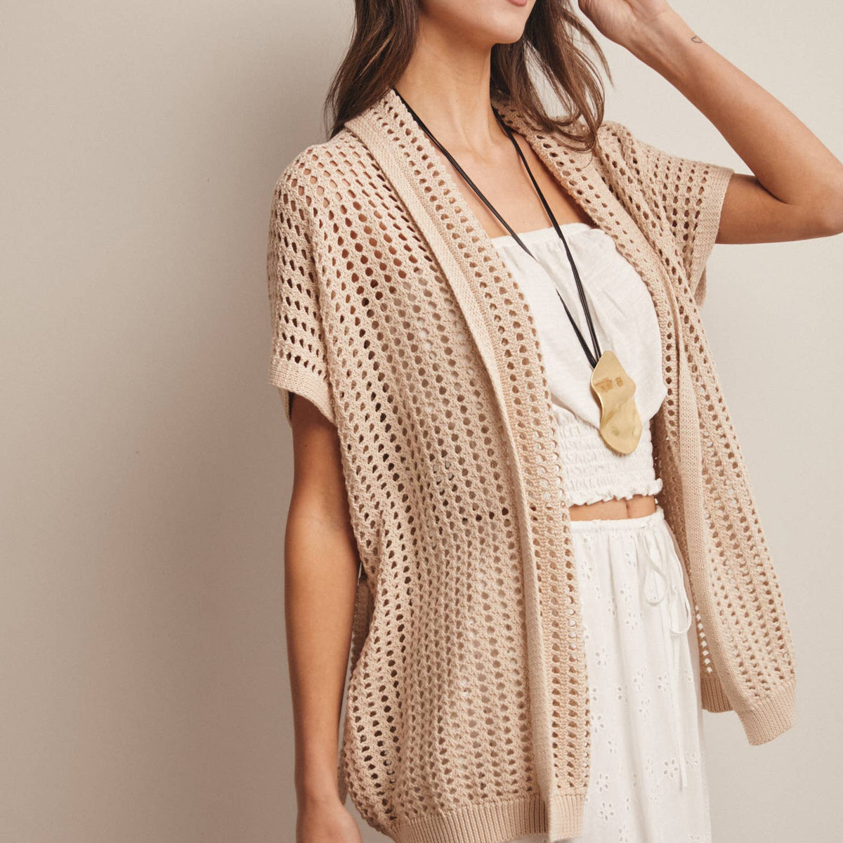 Open Knit Belted Cardigan