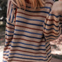 Striped Knitted Drop Shoulder Crew Neck Sweater