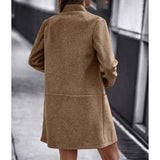 Open front notch collar mid-length coat - womens clothing