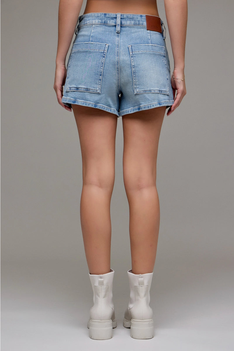 Finn Medium Light High Rise Stretch Shorts- Hidden