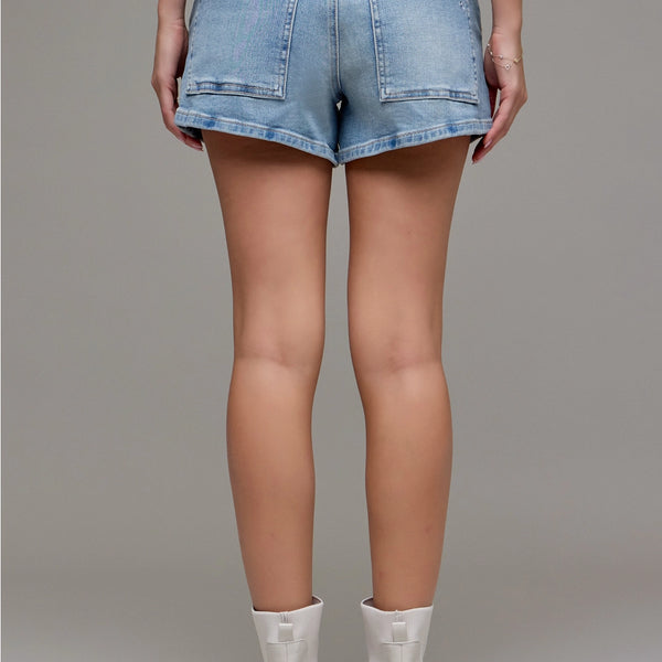Finn Medium Light High Rise Stretch Shorts- Hidden