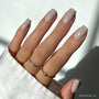 Glamnetic - Bare Bliss Press-On Nails | Medium Square Grey Nude Opaque Nails