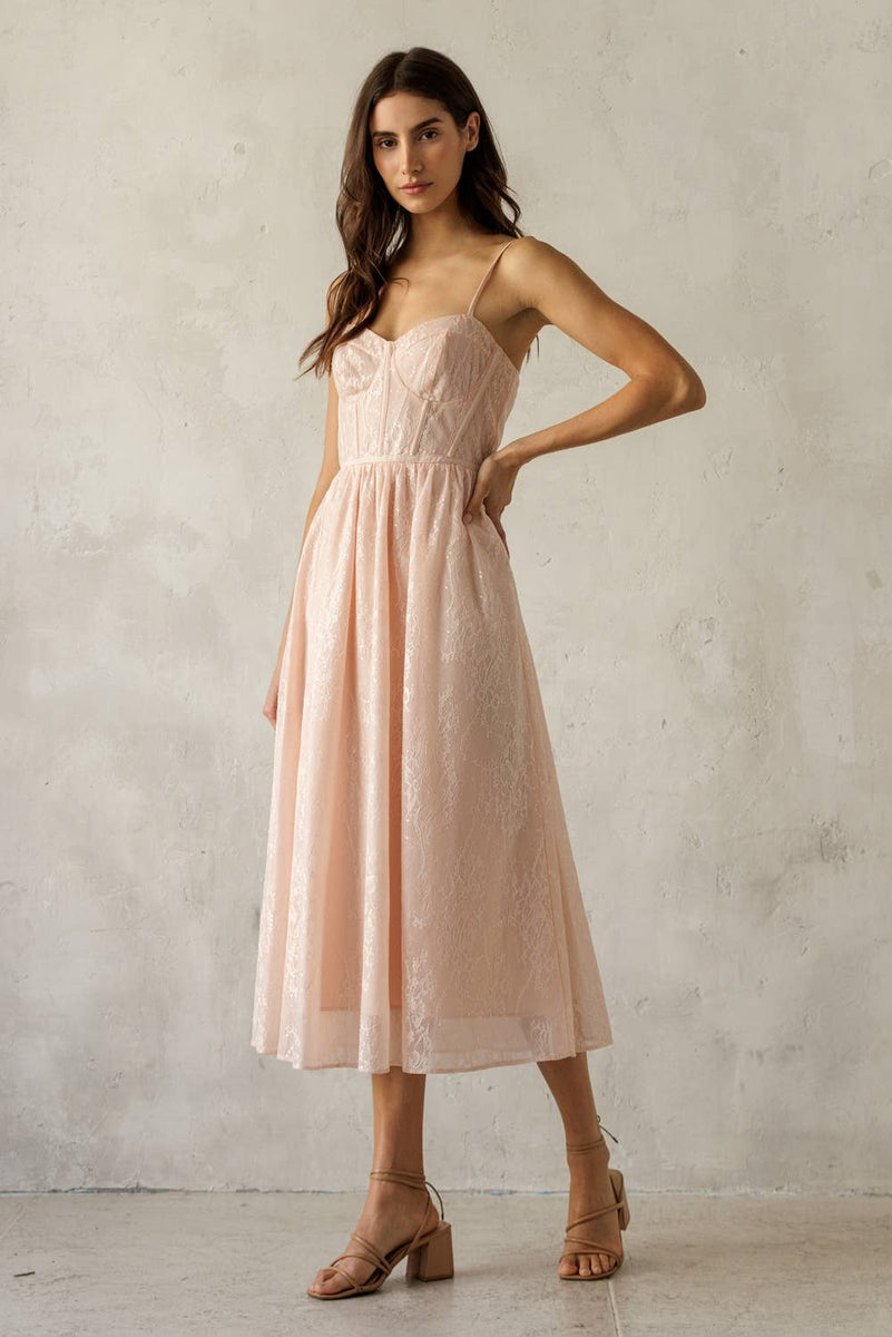 Lace Bustier Midi Dress