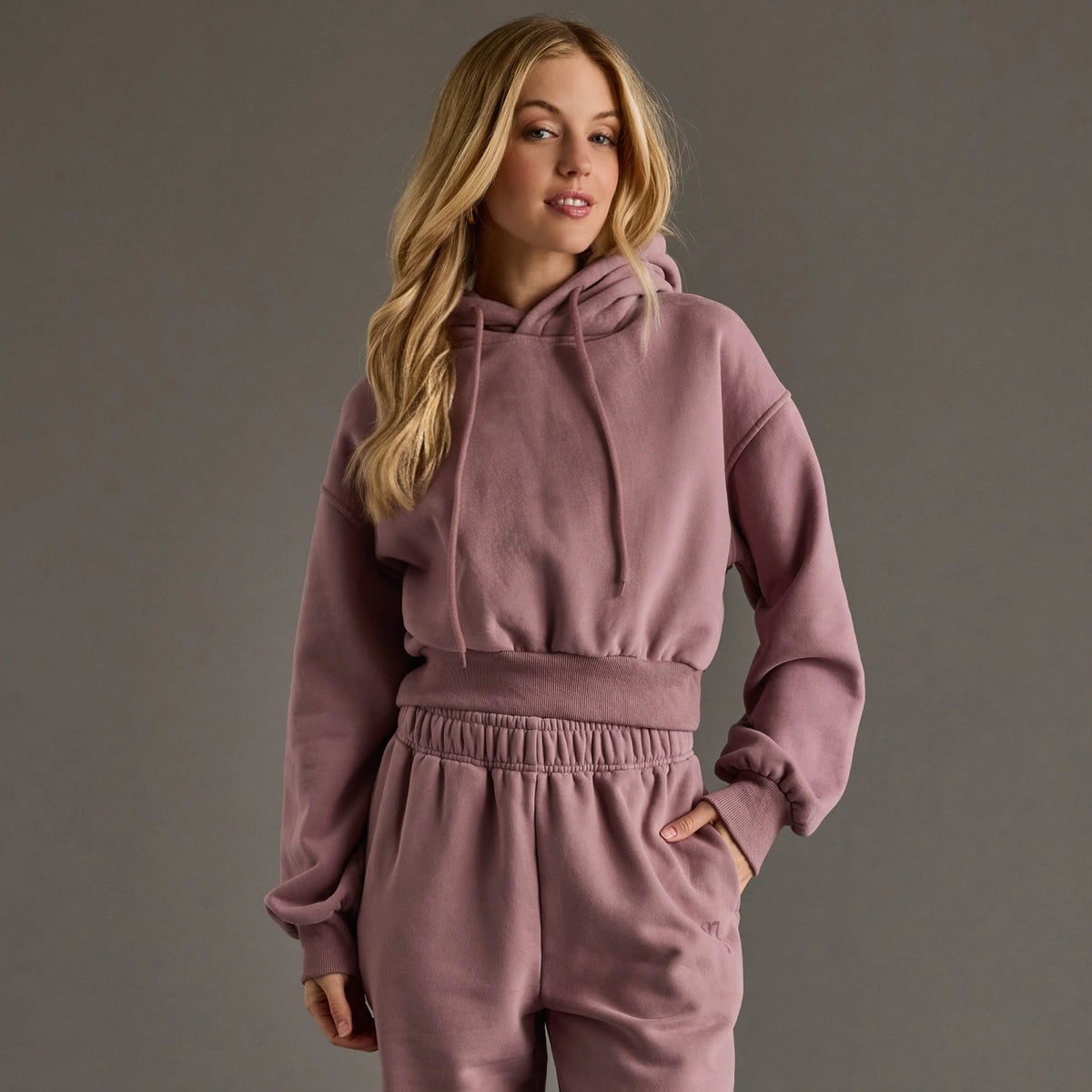 Dusty Purple Panache Cropped Hooded Sweatshirt