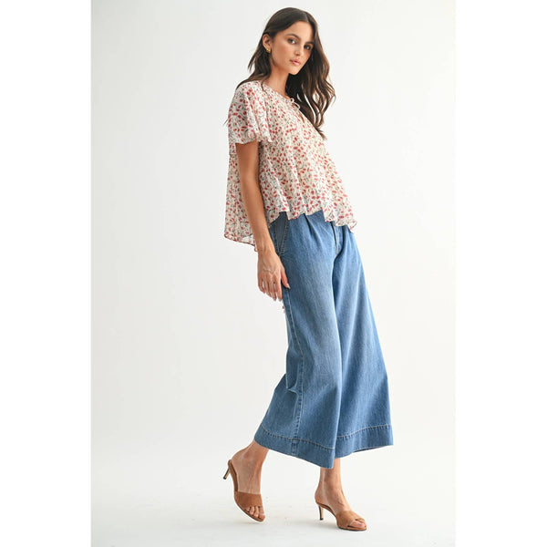 Floral Pleated Blouse