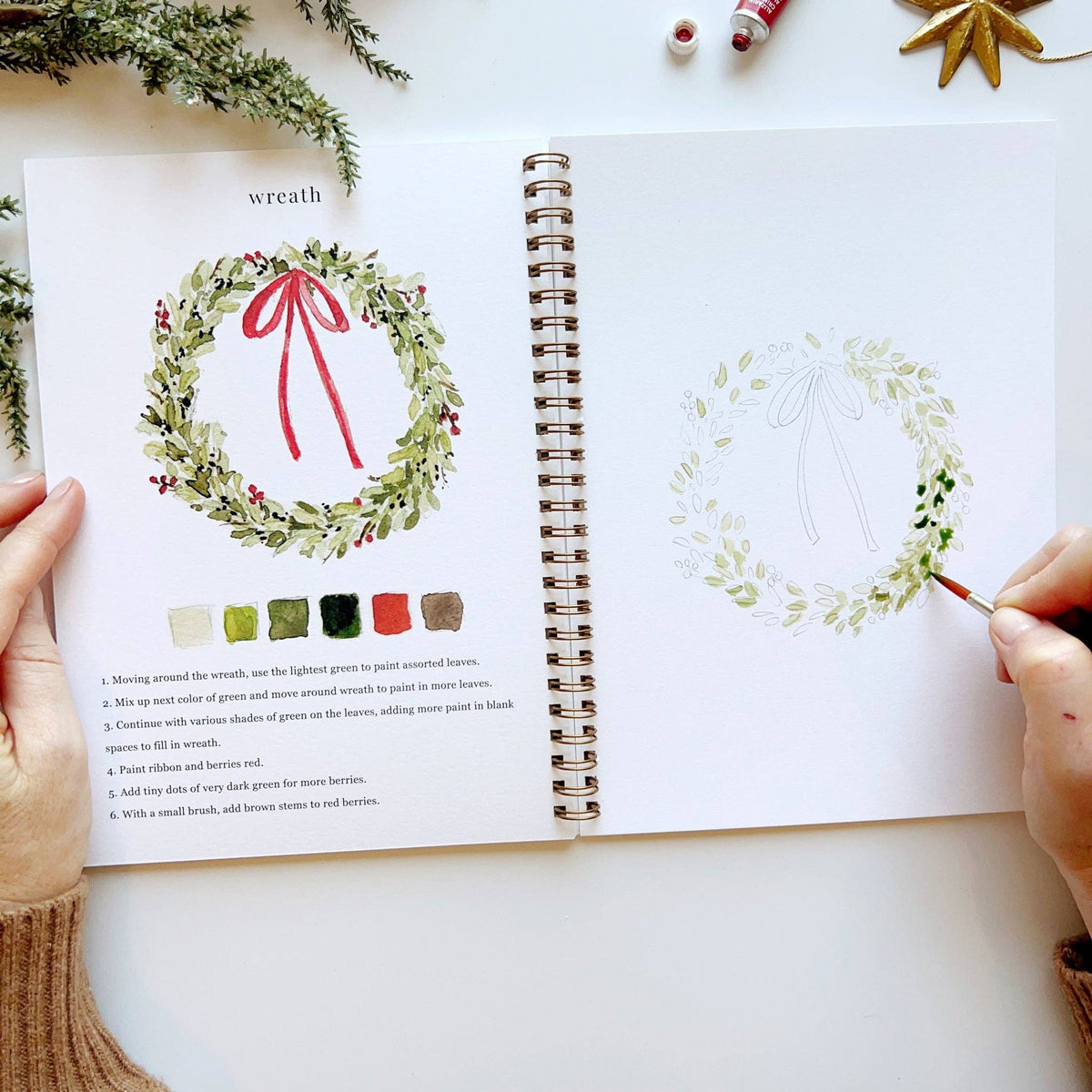 Christmas watercolor workbook by Emily Lex studio