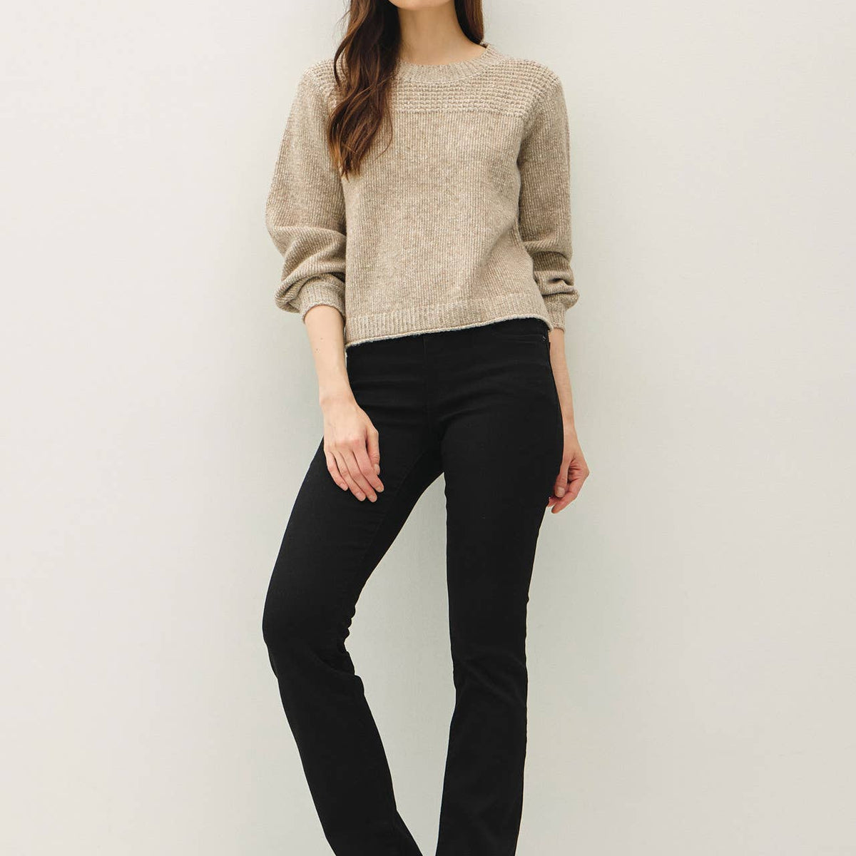 Textured Knit Crewneck Sweater