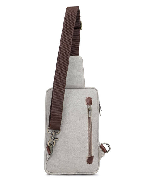 Canvas & Leather Women's Sling Bag - Silver