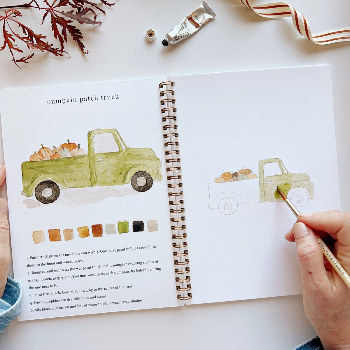 Autumn watercolor workbook by Emily Lex studio