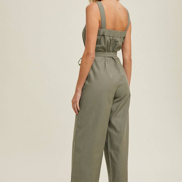 Ella Belted Capri Jumpsuit