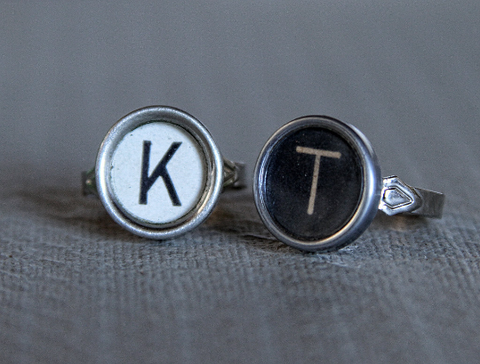 Typewriter Letter Rings