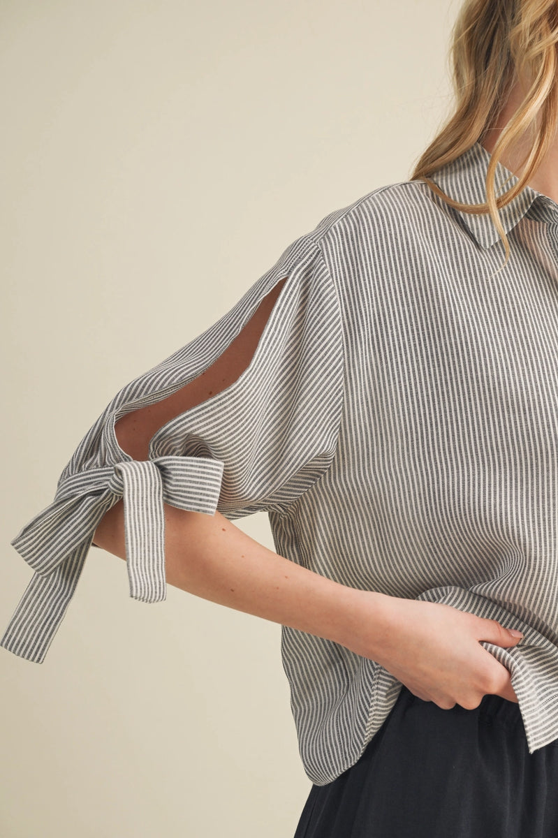 Deconstructed Voluminous Tie-Sleeve Top