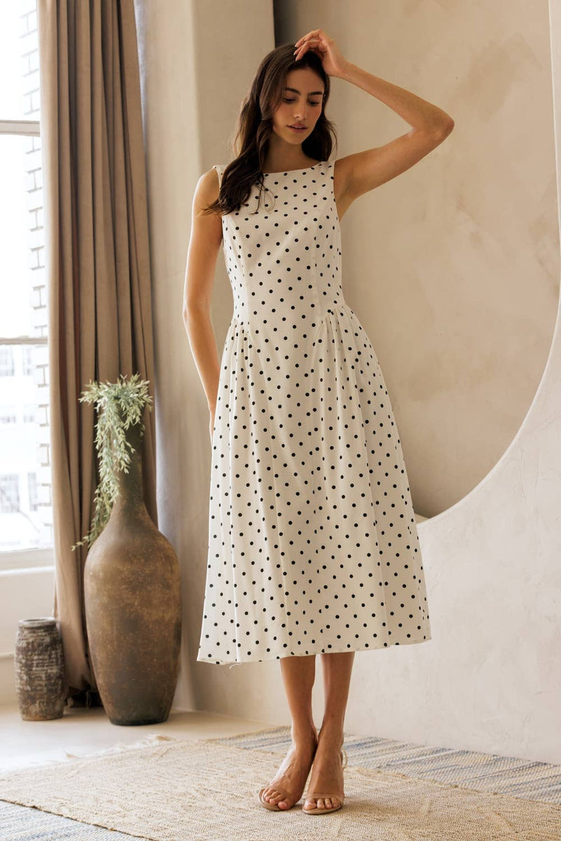 Polka Dot Fit & flare Midi Dress