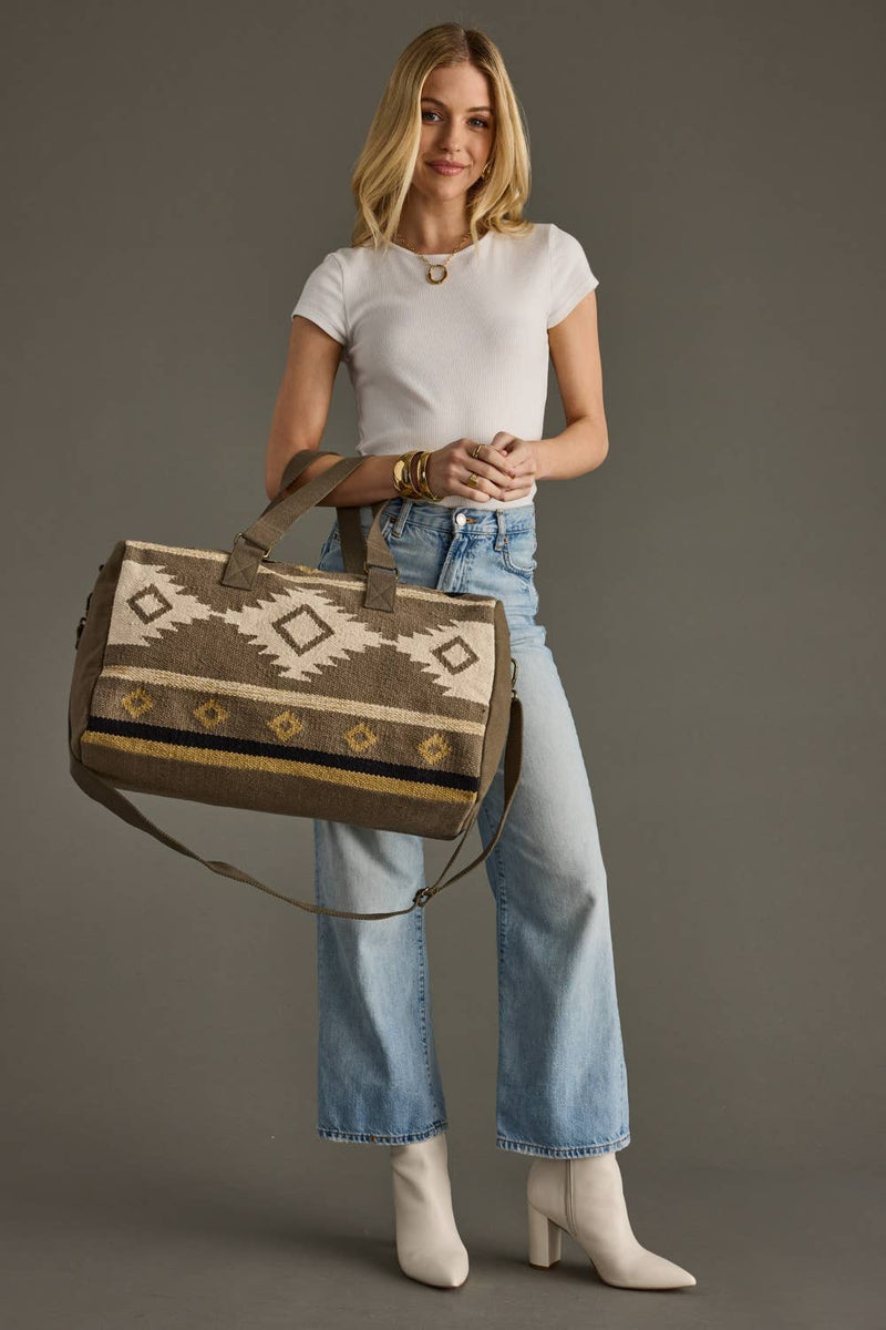 Panache Apparel Co. - Taupe, Cream & Tan Aztec Duffel