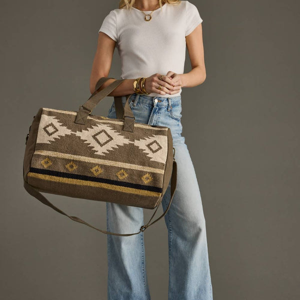 Panache Apparel Co. - Taupe, Cream & Tan Aztec Duffel