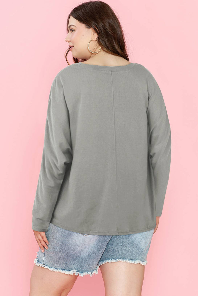 Casual Basic Solid Long Sleeve - Curvy