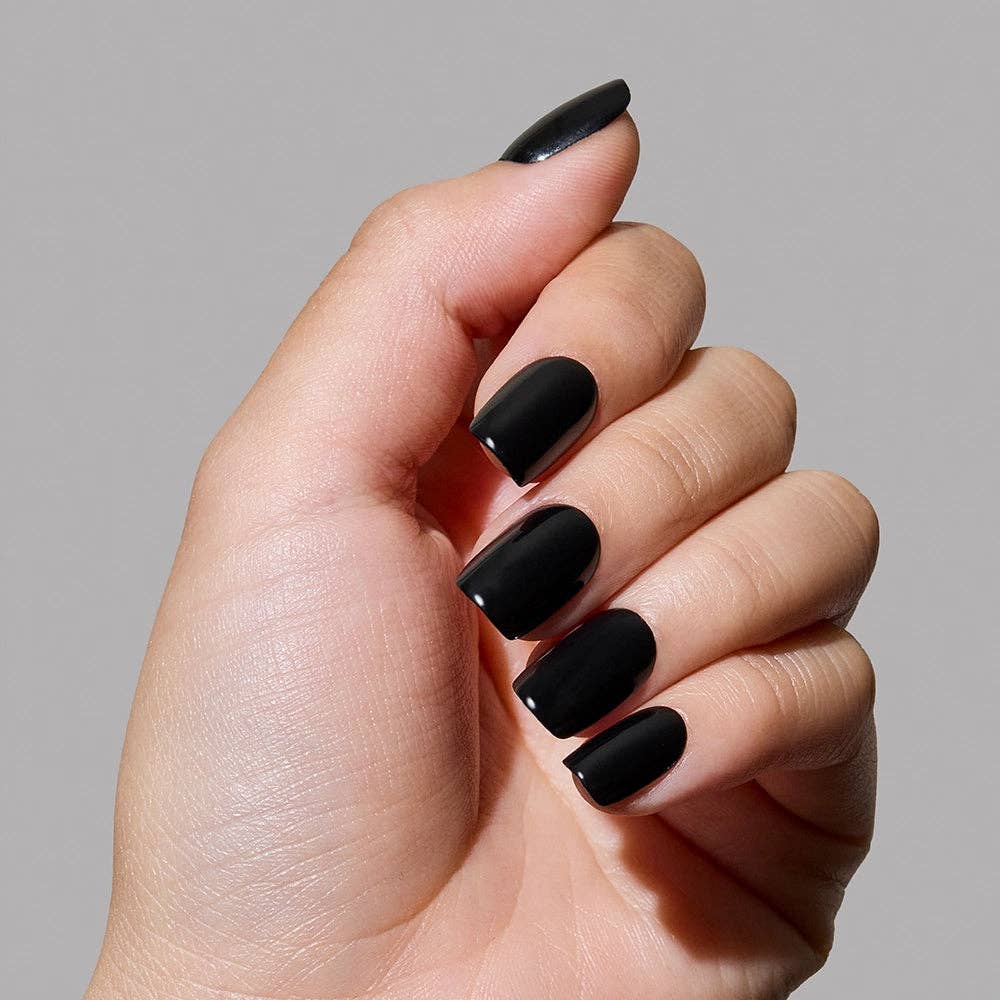Glamnetic - Jet Black Press-On Nails | Short Squoval | Fall Halloween