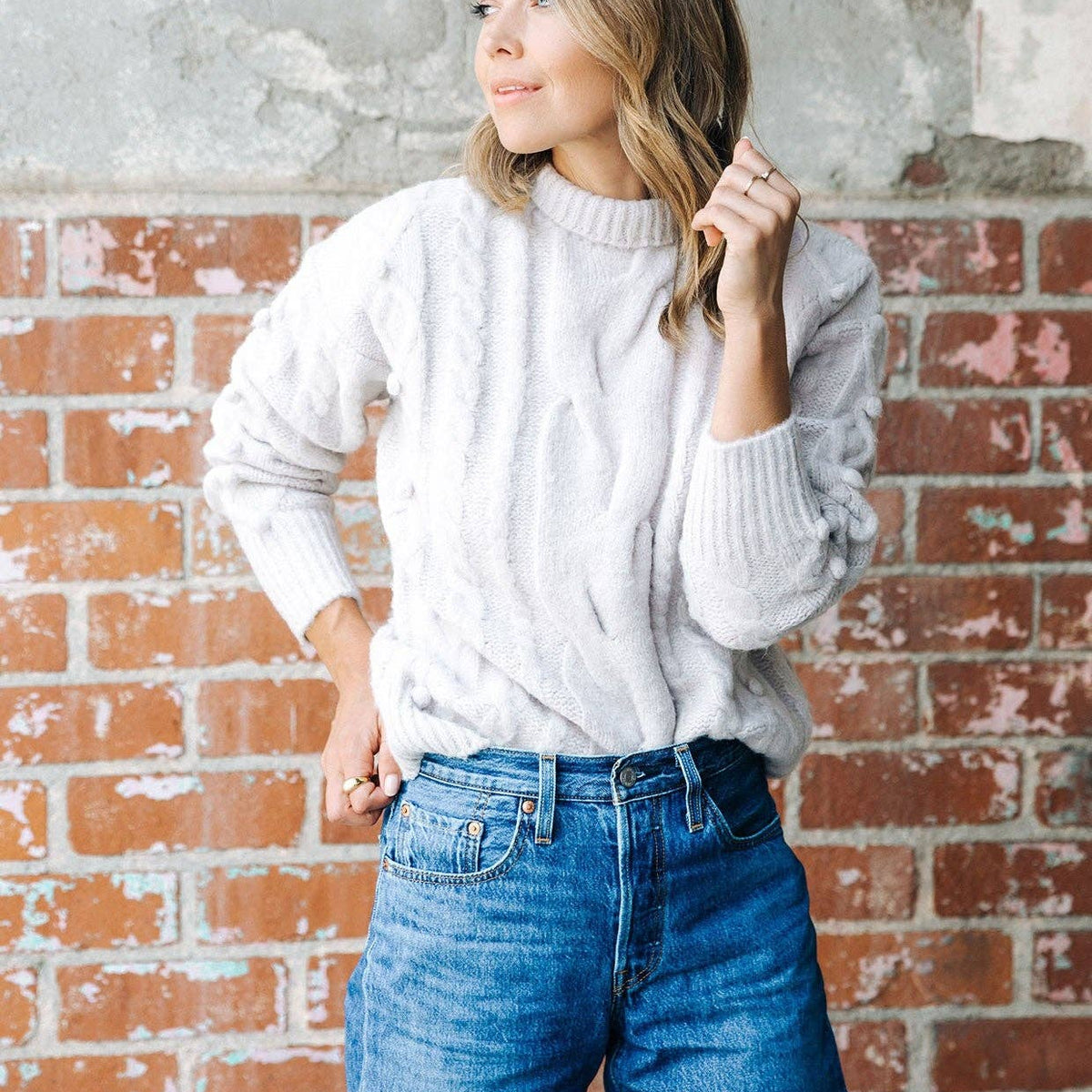 Cable Knit Mock Neck Cozy Sweater