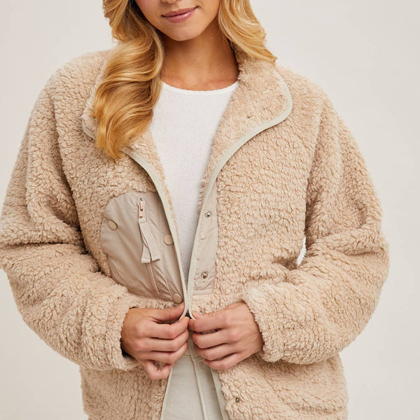 Button Down Fleece Sherpa Jacket